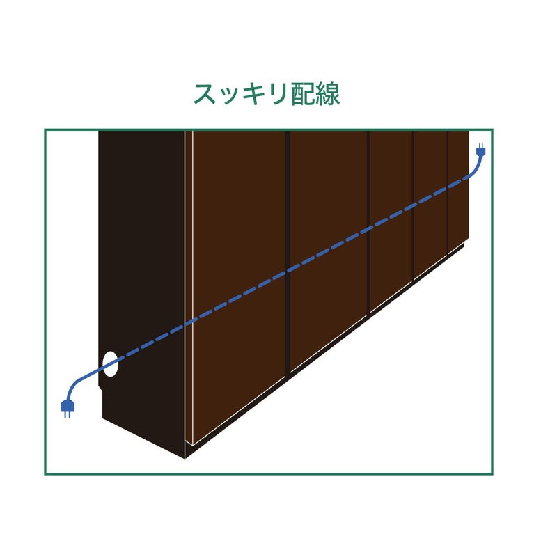 [すっきり配線構造]下に通したテレビやAV機器などのコードは、側板にある配線穴から外に出すことができます。また、同シリーズの商品と左右連結したときも側板の配線穴から左右に配線できます。※画像はイメージです