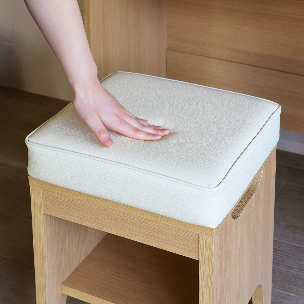 スツール 椅子 ドレッサー用 幅35cm 高さ46cm ナチュラルブラウン