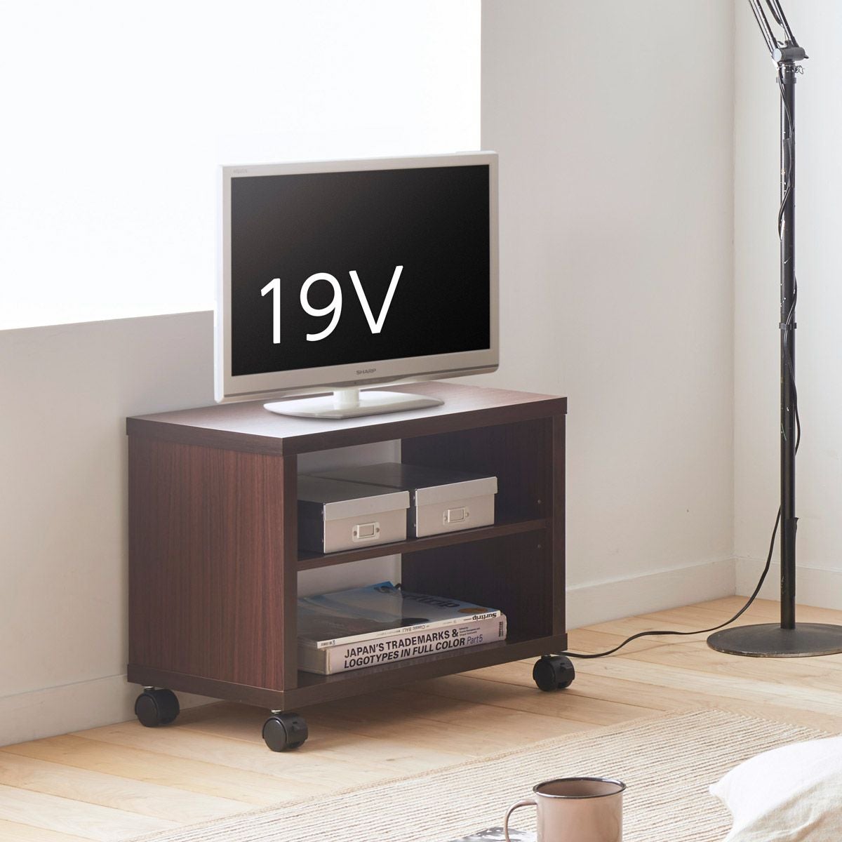 テレビ台 幅51cm 高さ40cm ダークブラウン 19V型対応 キャスター付
