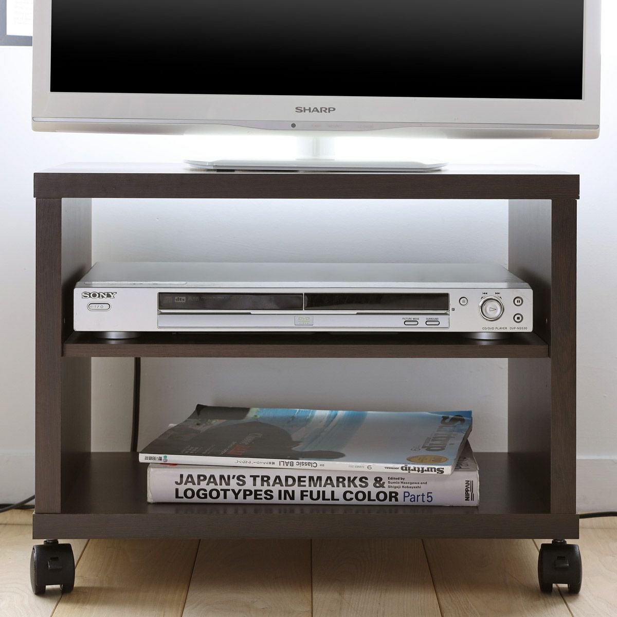052012 テレビ台 テレビ台 幅51cm 高さ40cm ダークブラウン 19V型対応 キャスター付