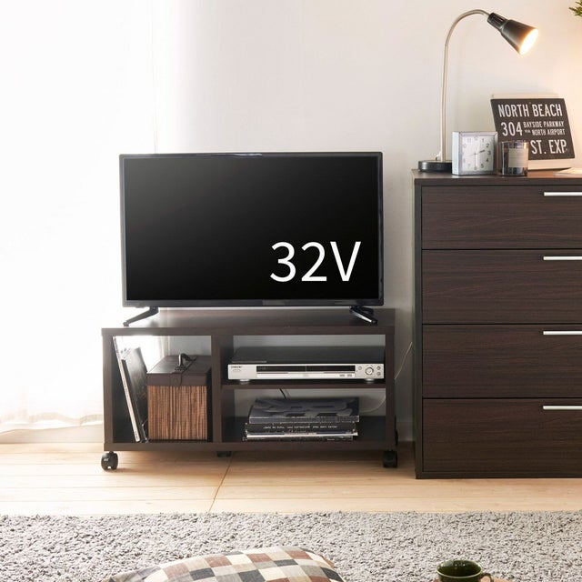 テレビ台 幅80cm 高さ40cm ダークブラウン 32V型対応 キャスター付 