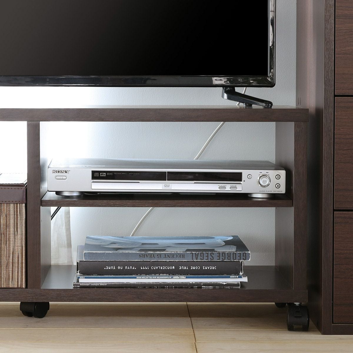 テレビ台 幅80cm 高さ40cm ダークブラウン 32V型対応 キャスター付