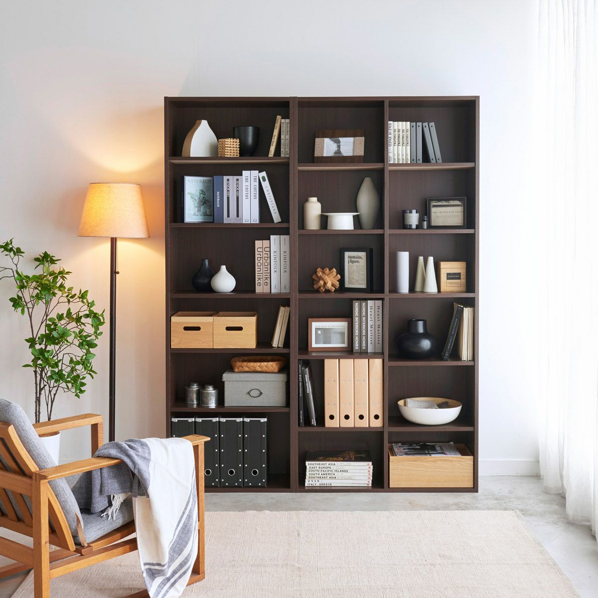 フリーラック 幅59cm 高さ180cm ダークブラウン 本棚 シェルフ