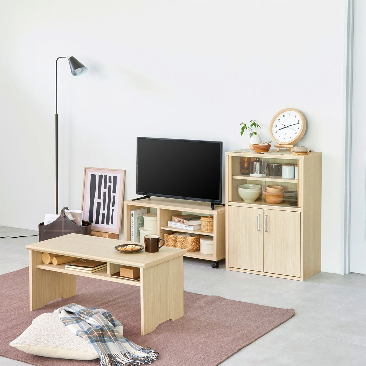 下駄箱 シューズボックス 幅81cm 高さ99cm ナチュラルブラウン 引き戸