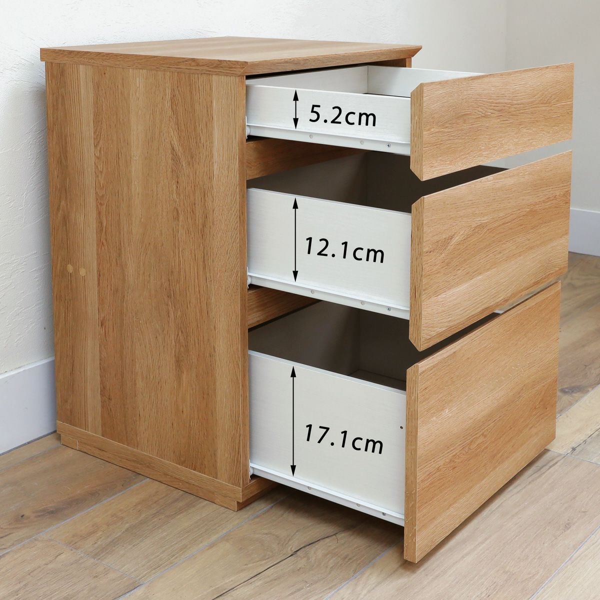 チェスト タンス 幅46cm 高さ72cm ナチュラルブラウン 引出3段 衣類