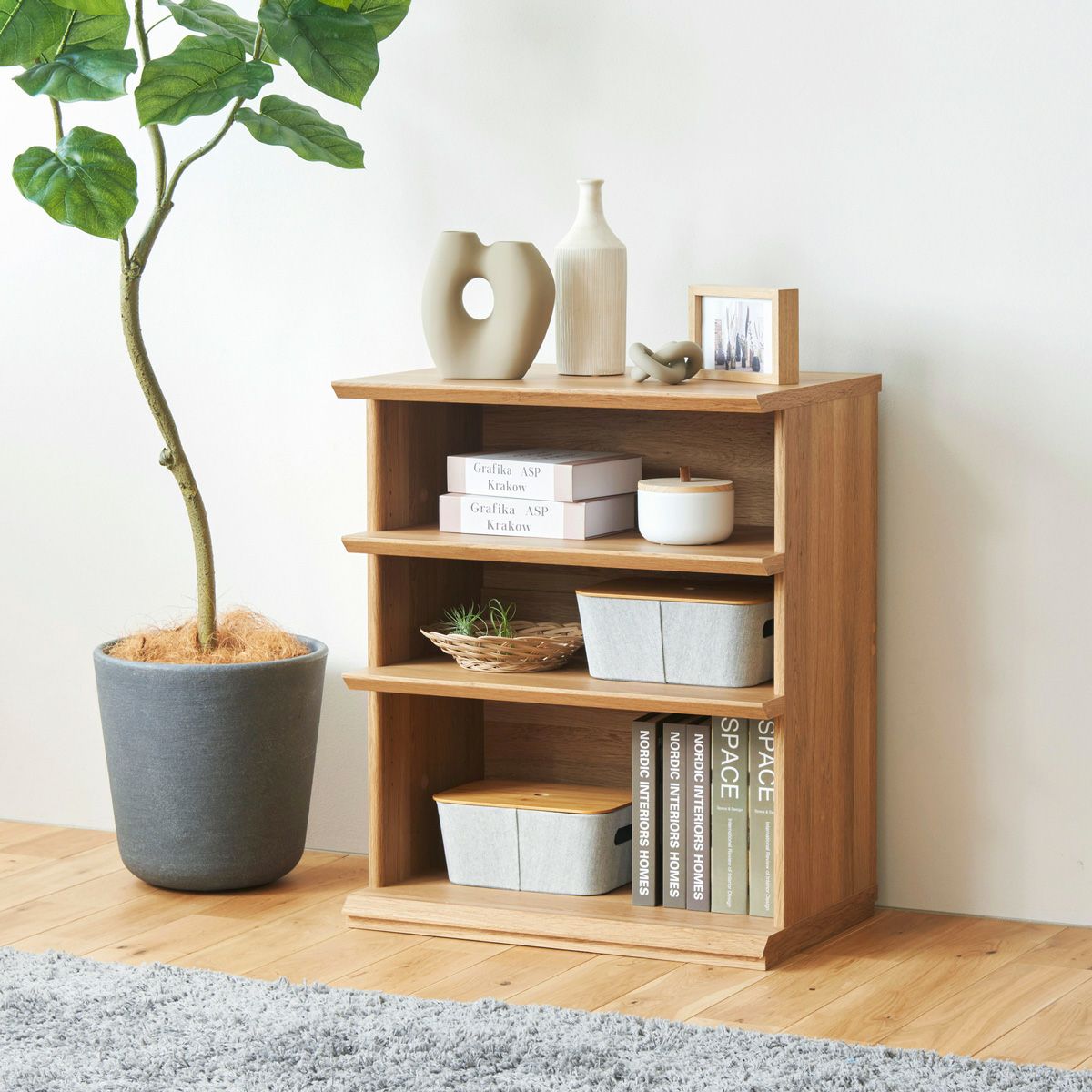 オープンラック 棚 幅60cm 高さ72cm ナチュラルブラウン シェルフ 本棚