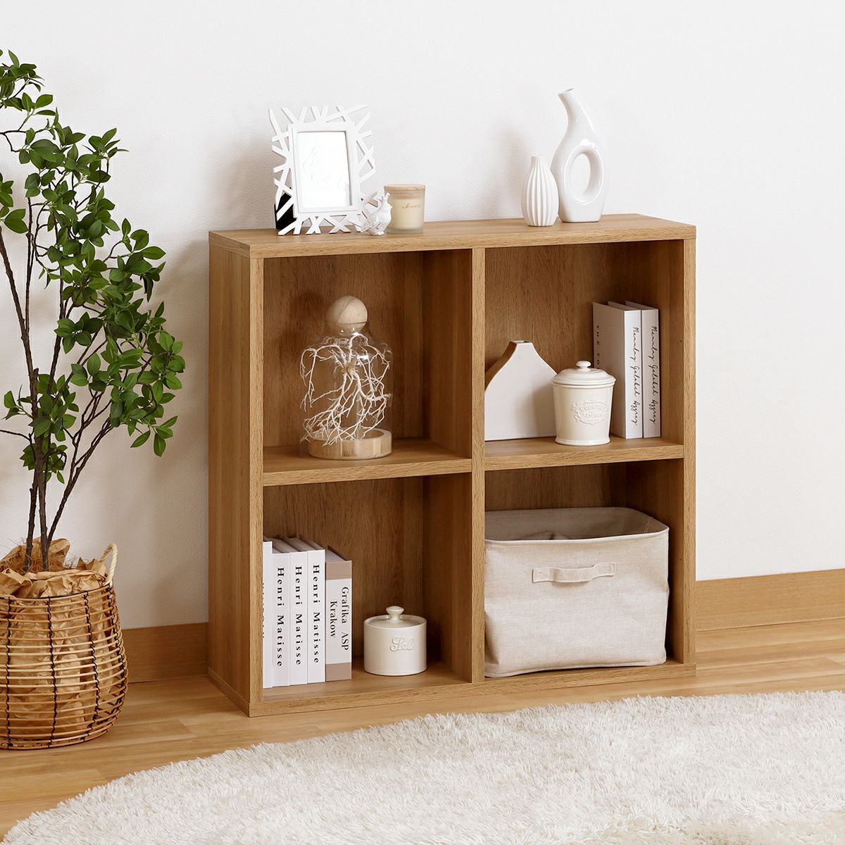 フリーラック 幅84cm 高さ84cm ナチュラルブラウン マス目ラック