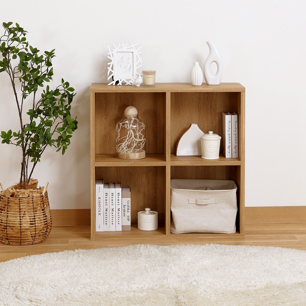 フリーラック 幅84cm 高さ84cm ナチュラルブラウン マス目ラック