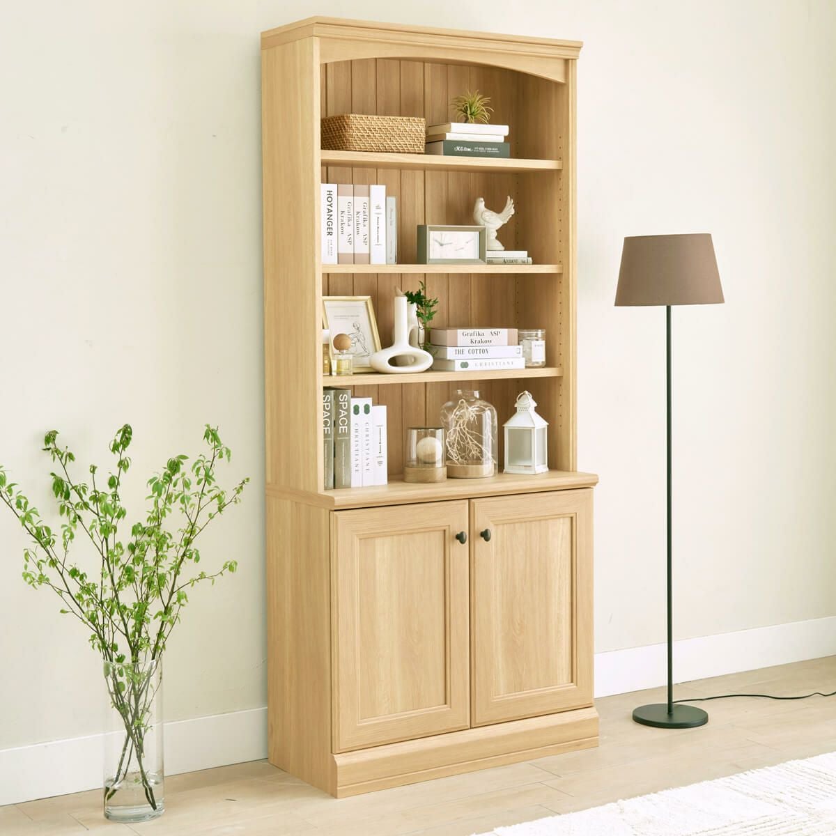 ディスプレイラック 幅87cm 高さ203cm ナチュラルブラウン シェルフ