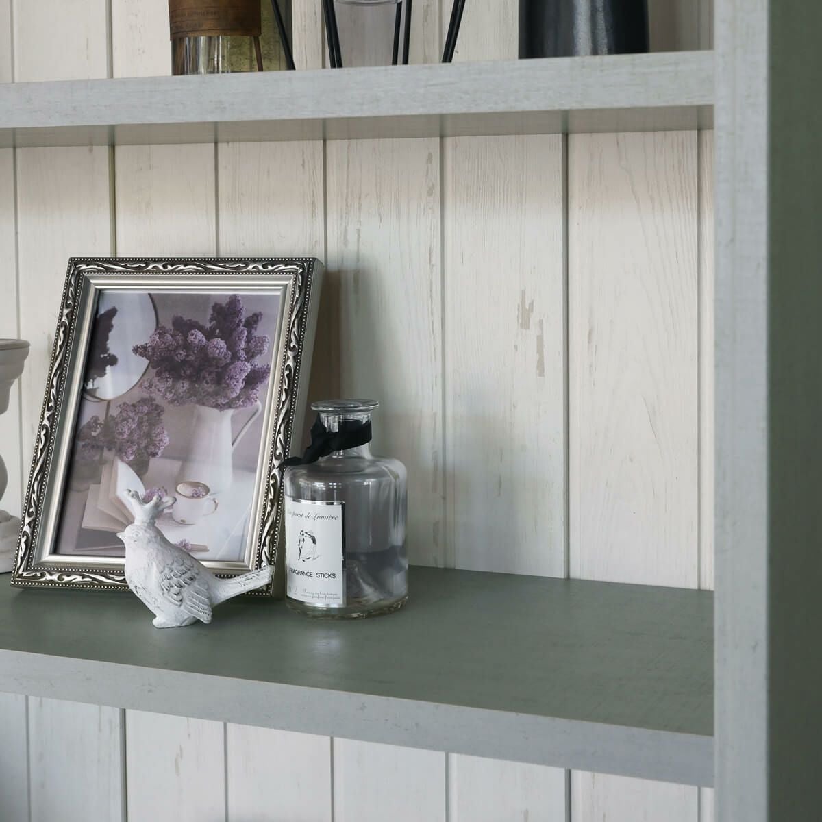 ディスプレイラック 幅87cm 高さ203cm グレー ホワイト シェルフ 本棚