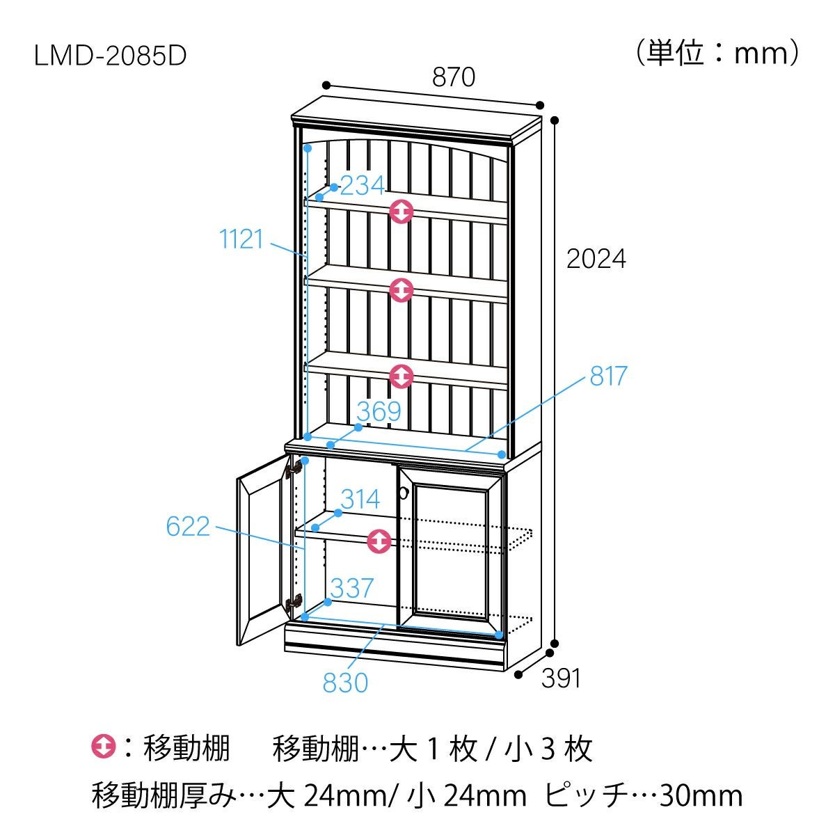 ディスプレイラック 幅87cm 高さ203cm グレー ホワイト シェルフ 本棚