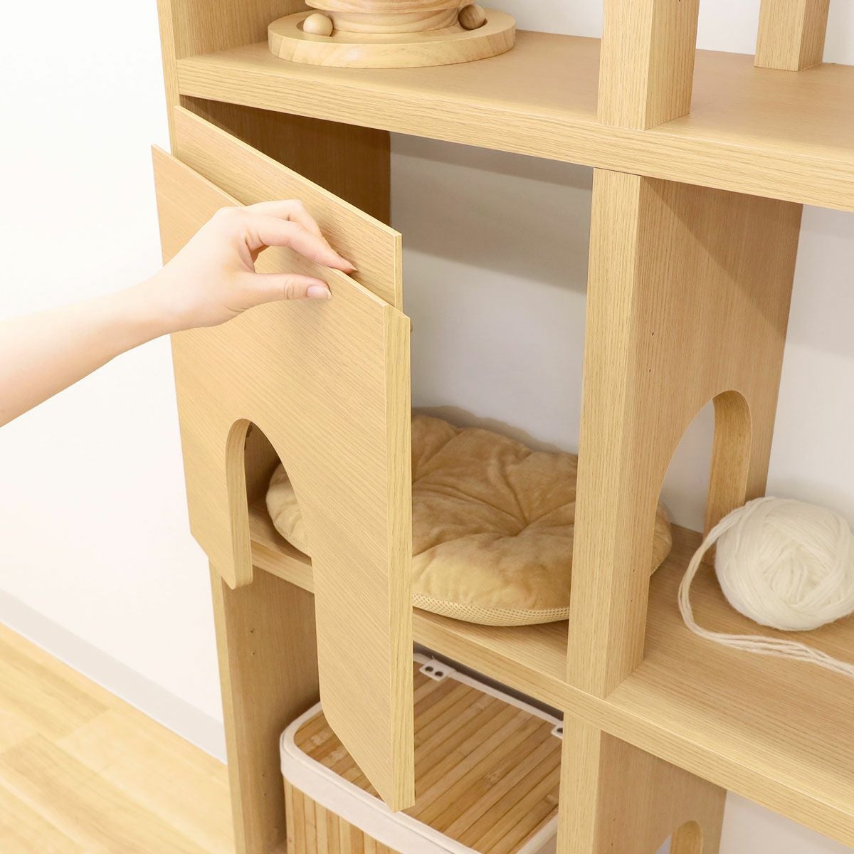 追加扉 穴あり 左扉 ニャコモ専用 ナチュラルブラウン キャット