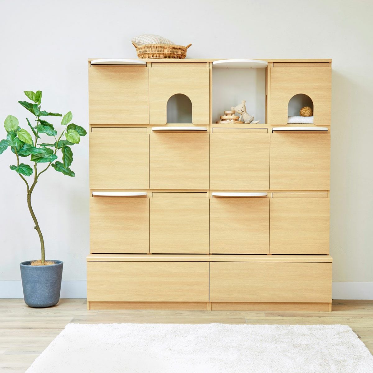 追加扉 穴あり 右扉 ニャコモ専用 ナチュラルブラウン キャット