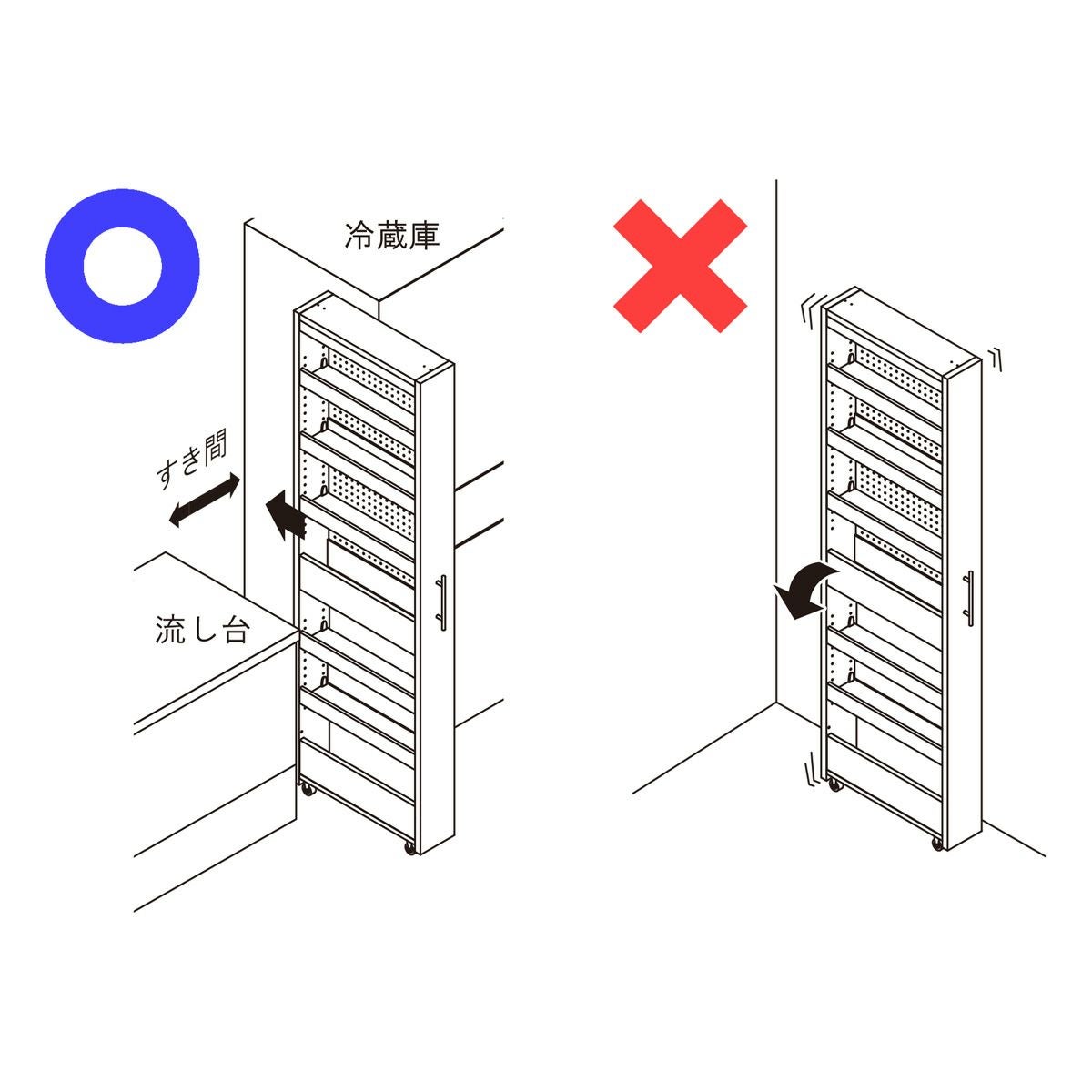 隙間収納 ストッカー 幅15cm 高さ181cm ホワイト 白単色 グレー スリム