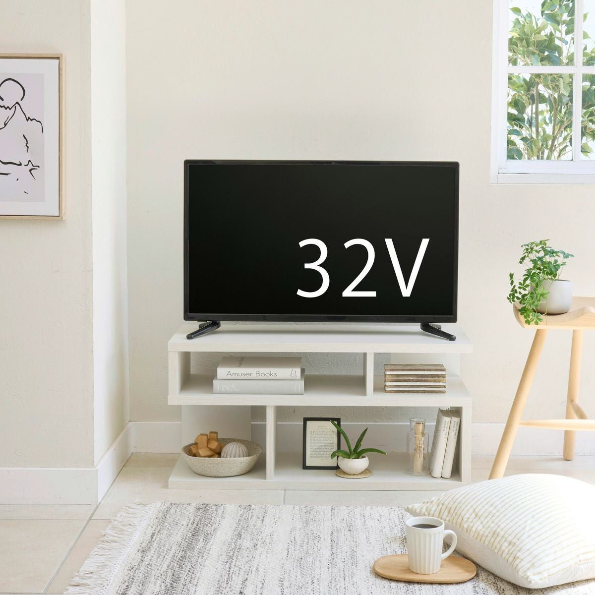テレビ台 幅79cm 高さ39cm ホワイト 白木目 32V型対応 TVボード