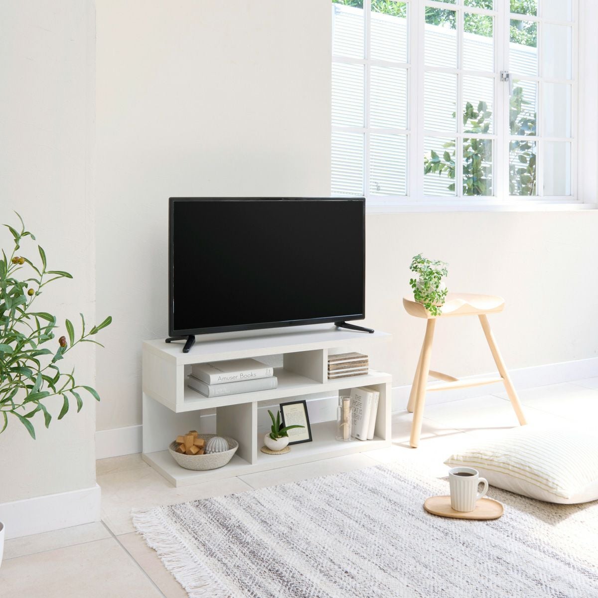 テレビ台 幅79cm 高さ39cm ホワイト 白木目 32V型対応 TVボード