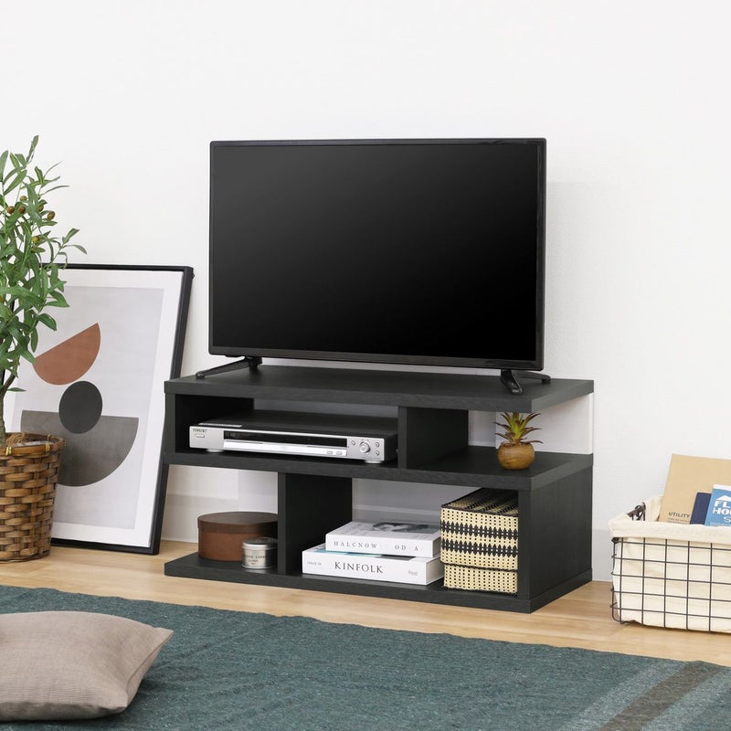 [暮らしに、“飾る”という楽しみを]S字が目を引く32V型対応のテレビ台。オープンデザインでディスプレイも楽しめます。