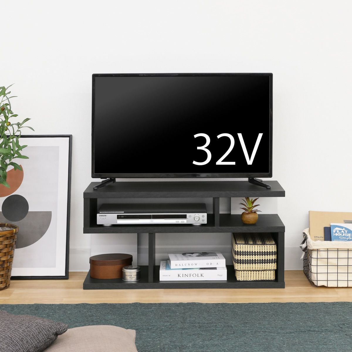 テレビ台 幅79cm 高さ39cm ブラック 黒木目 32V型対応 TVボード