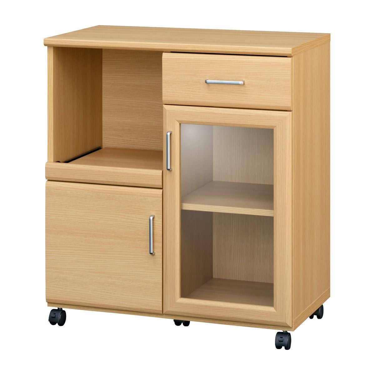 【美品】食器棚 レンジ台 カウンターワゴン  ナチュラルブラウン カウンターワゴン レンジ台 幅74cm 高さ85cm ナチュラルブラウン