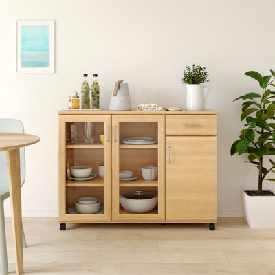 収納と作業台として活躍するカウンターワゴン