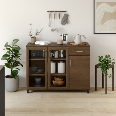 収納と作業台として活躍するカウンターワゴン