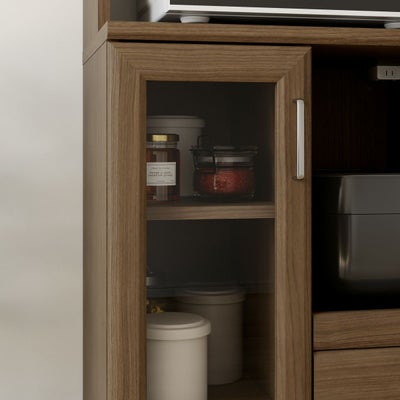 収納物が見やすいガラス扉