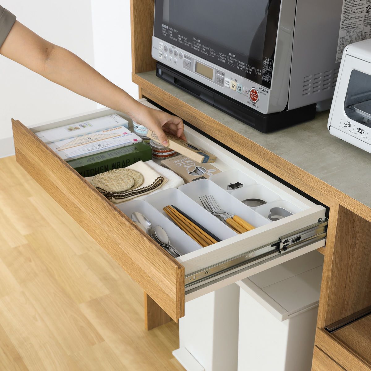 1223-01 2面レンジボード 140×51×181(cm) 食器棚 福岡 糸島 唐津 レンジボード 幅90cm キッチン収納 食器棚 キッチン家電収納 収納棚