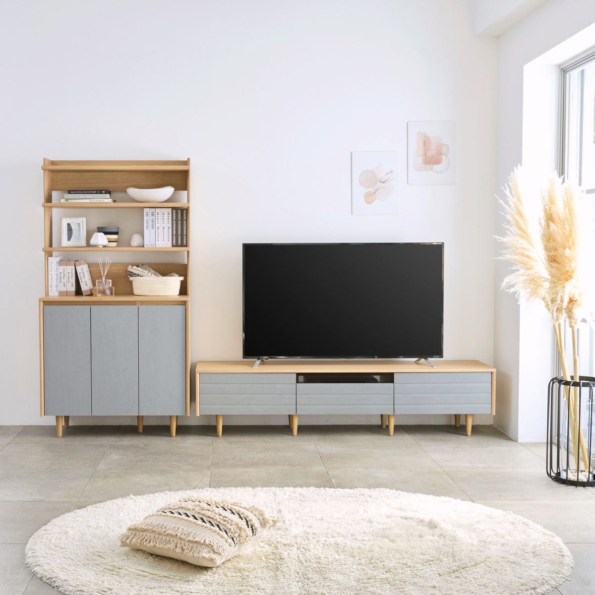 札幌 多目的収納 幅90×奥行35×高さ45㎝ テレビ台 飾り棚 リビング収納 多用途 フレンチカントリー調 本郷通店 フレンチカントリー調 フラップ式扉テレビ台 (WH) | ニトリネット