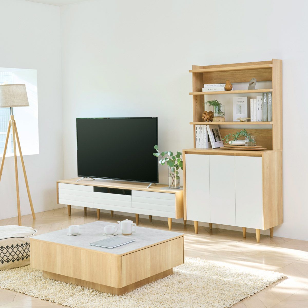 テレビボード　幅　180cm ナチュラル　ホワイト　ウッド　ベージュ　白 テレビ台 幅180cm 高さ42cm 75V型対応 TVボード ローボード ホワイト