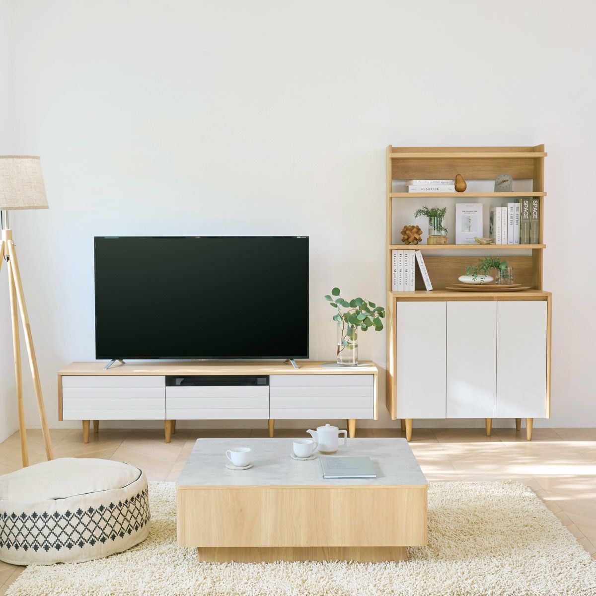 テレビ台 幅180cm 高さ42cm 75V型対応 TVボード ローボード ホワイト