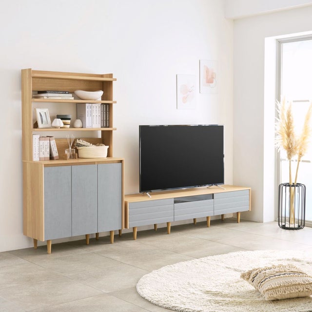 テレビ台 幅180cm 高さ42cm 75V型対応 TVボード ローボード グレー 