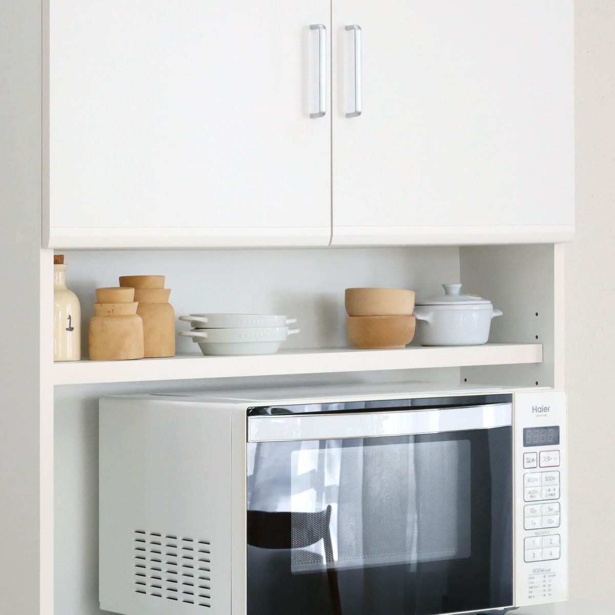 レンジ台 食器棚 幅78cm 高さ181cm ホワイト 白単色 キッチン 家電