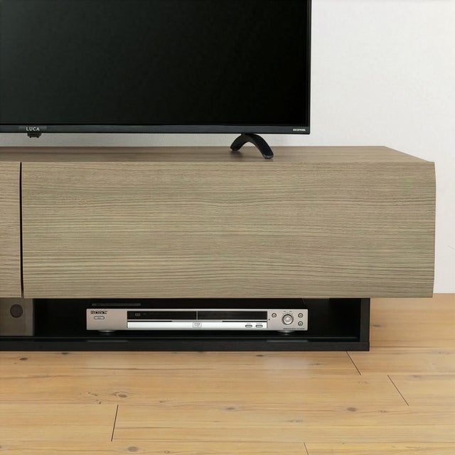 テレビ台 幅180cm 高さ36cm グレー 75V型対応 木質感のあるローボード 