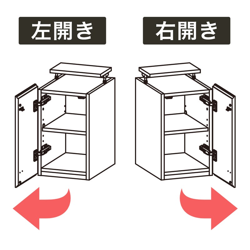 [左右どちら開きでも組立可]扉はお部屋の間取りに合わせて、右開き・左開きを選べます。※組立時に選択 ※組立サービスをご依頼いただく際は、左右開きをオプション選択にてご指定ください。